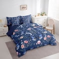thumbnail image 3 of Homewish Flying Blue Butterflies 7pcs Bedding Comforter Set for Teens Female Men,Pink Floral Flower Queen Bedding Sets Super Cozy,Dreamy Princess Queen Sheet Sets,Microfiber Bedroom Decor,Reversible, 3 of 8
