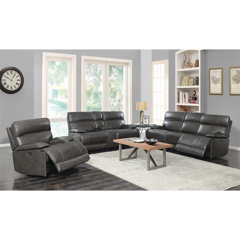 Coaster Stanford 3 Piece Leather Power Reclining Sofa Set ...