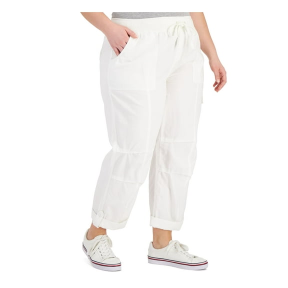 TOMMY HILFIGER Womens White Pocketed Adjustable Cuffed Pants Plus 3X