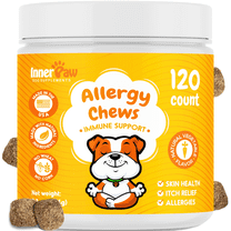Inner Paw Dog Allergy Relief Chews, Skin Health and Immune Support, Vegetable Flavor, 120 Count