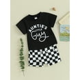 thumbnail image 3 of Suealasg Toddler Baby Boys Summer 2Pcs Outfits Set Clothes 1T 2T 3T 4T Kids Boys Short Sleeve Letter Print T-Shirts Tops and Shorts Beach Party Clothing, 3 of 9