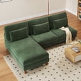 thumbnail image 6 of 101" Corduroy Armless Sectional Couch with Chaise, Oversized, Extra Deep Upholstered Seats,  Solid Wood Frame, L-Shaped Sofa, Neche Futon Bed for Living Room, Green, 6 of 13