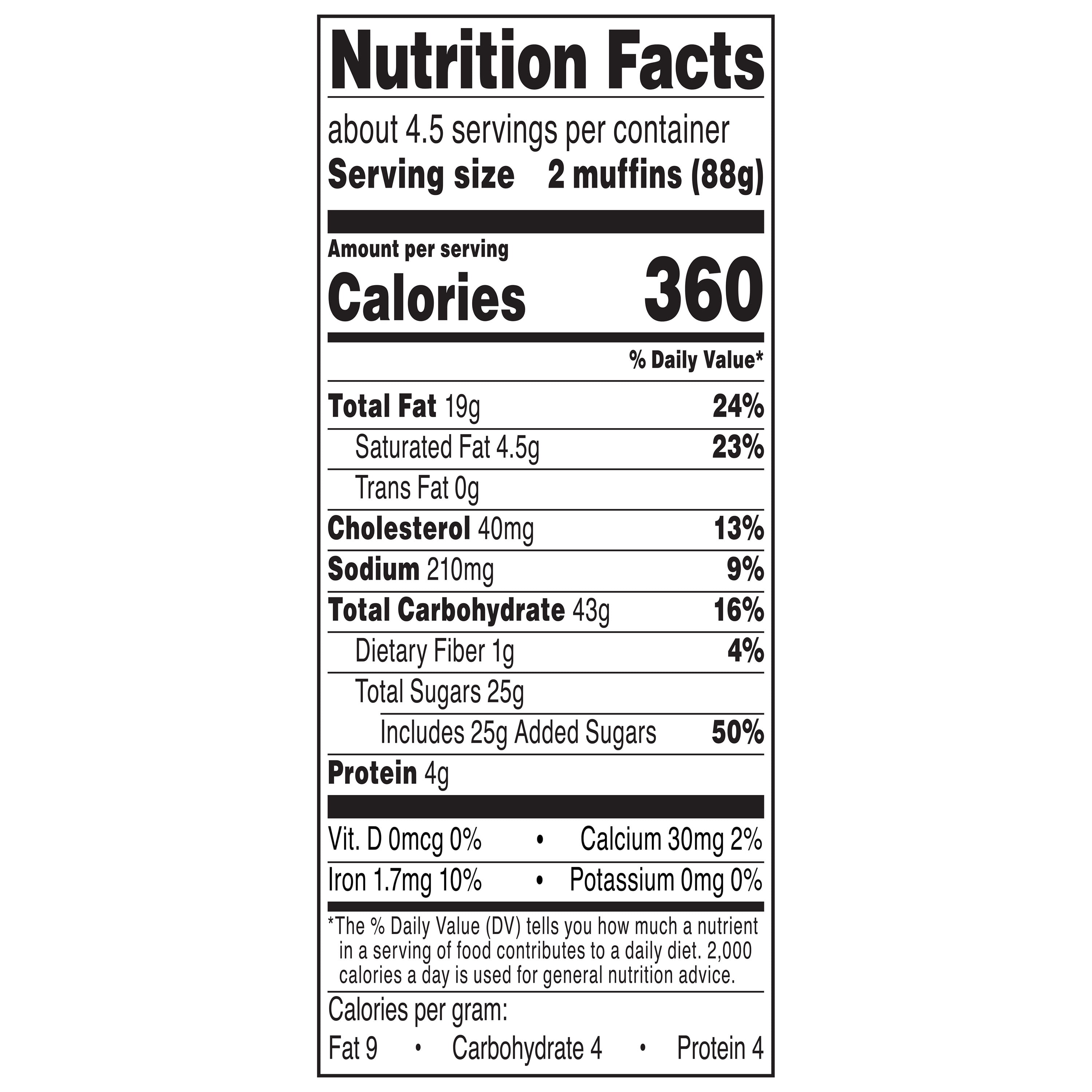 Marketside Chocolate Chip Baked Muffins, 9 Count, 14 oz (Shelf Stable)