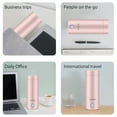 thumbnail image 3 of 400ml Electric Kettles 304 Stainless Steel Mini Heated Water Bottles (US Pink), 3 of 10
