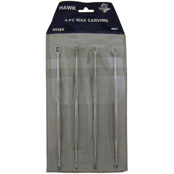7" Wax- Clay Carving 4-piece Tool Set With Textured Handle - Round, Teardrop, Square & Triangle