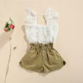 thumbnail image 3 of MHZLDYZ Kids Summer Clothes Summer Girls' Lace Strap Shorts Set Solid Color Small And Medium Children's Lace Hollow Strap Two Piece Set Girls' Short Sets 6T Girls Clothes Girls Short Sets(White,130), 3 of 6