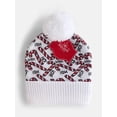 thumbnail image 2 of Holiday Time Women's Candy Cane Print Beanie Hat, White, 2 of 4