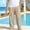 Beige, variant on Men's Casual Cotton Linen Pants Relaxed Fit Straight Leg Flat Front Expandable Waist Trousers Coffee