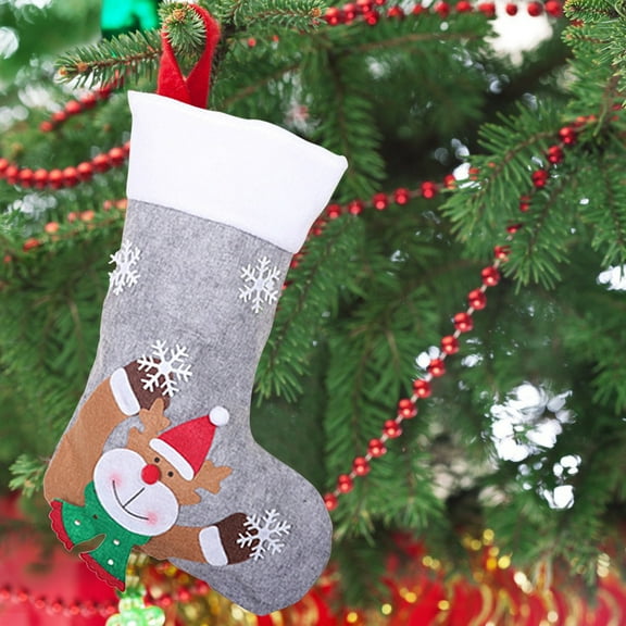 Christmas Clearance, 11-Inch Red Embroidered Christmas Stocking with Lights, Non-Woven Fabric, Great for Holiday Decor and Gifts, Christmas Decorations