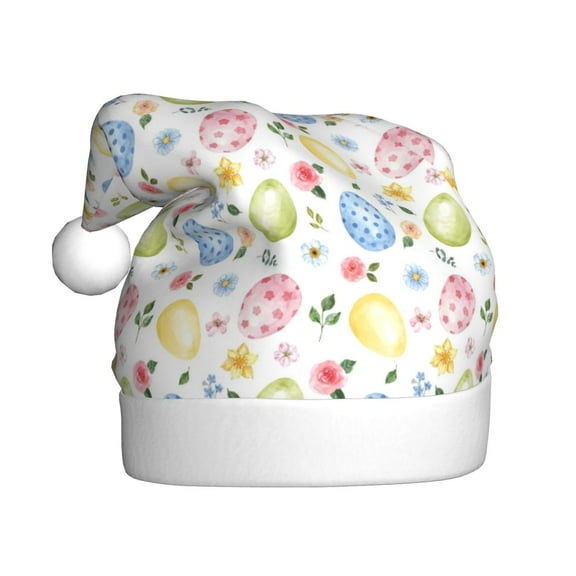 Wukai Easter Egg3 Red Velvet Santa Claus Hat,Christmas Hat For Boys Girls Child Infant,Knitted Beanie Hat Colorful Flashing Holiday Xmas Christmas Party Supplies