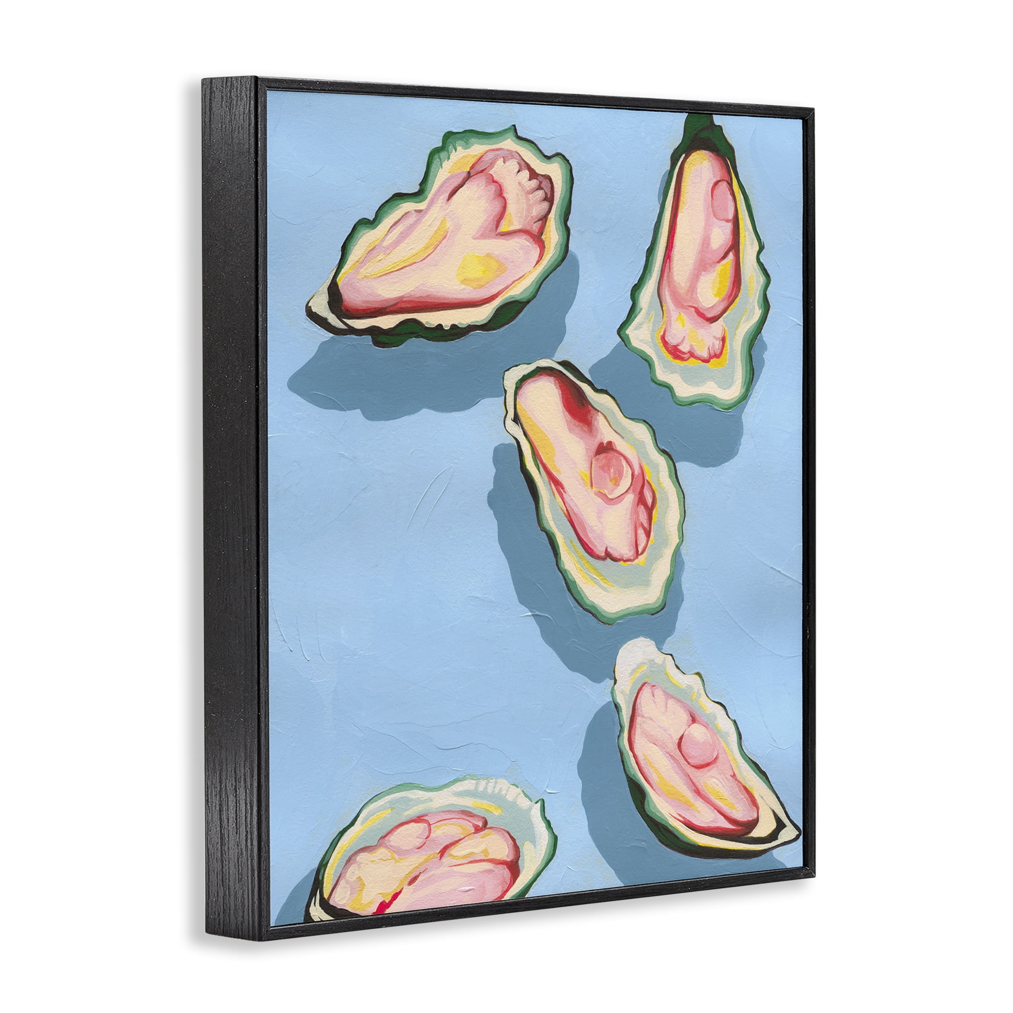 Stupell Industries Bold Oysters on Blue Animals & Insects Painting Black Framed Art Print Wall Art, 16 x 20