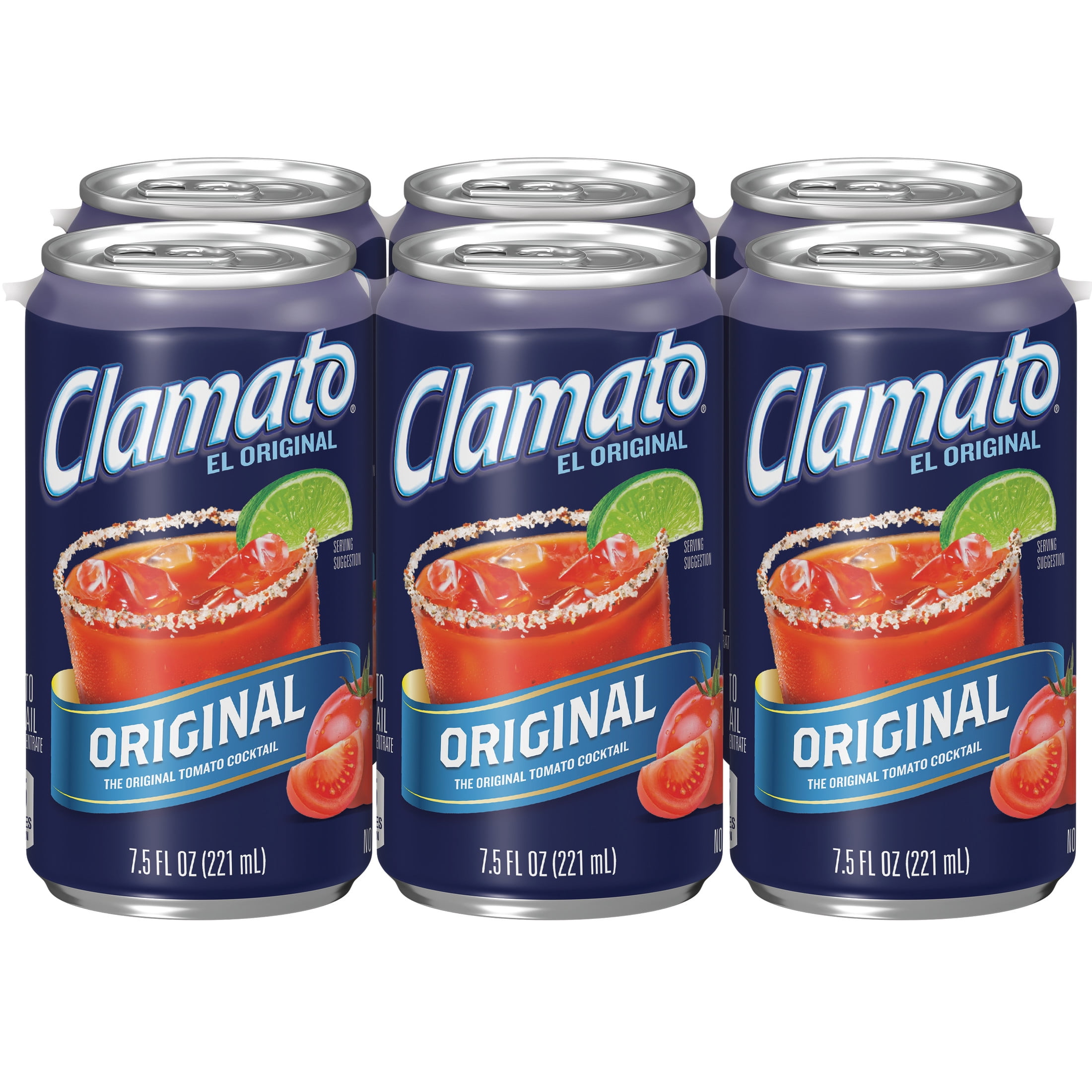 Clamato Original Tomato Cocktail, 7.5 fl oz cans, 6 pack