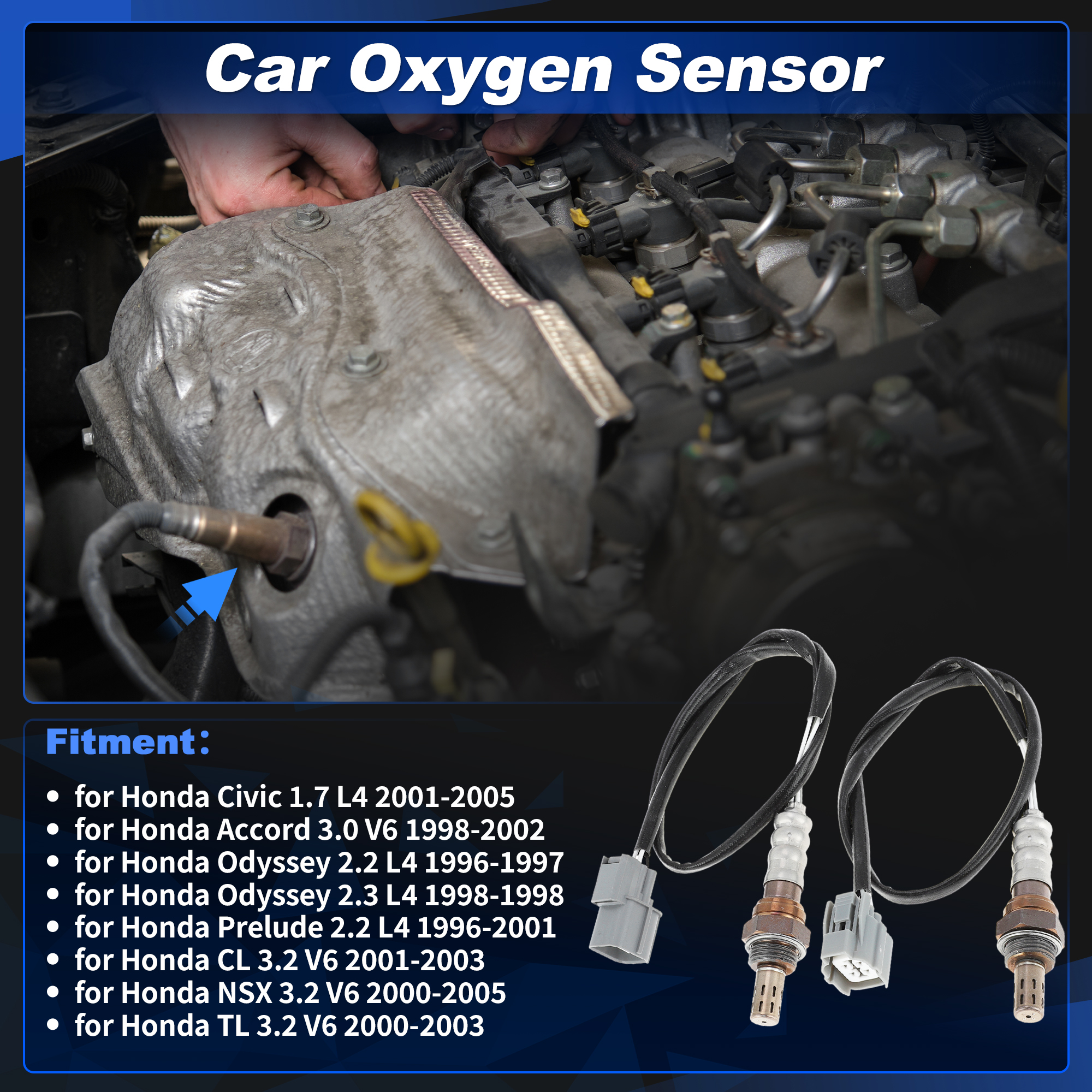 Unique Bargains 2Pcs Oxygen Sensor for Honda Civic 1.7 L4 2001-2005