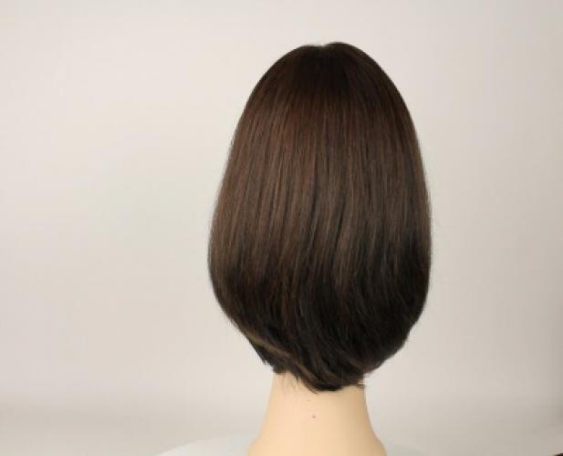 European Human Hair Freeda Wig Liberty Dark Brown With Brown Highlights Skin Top Size L