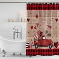 thumbnail image 2 of Polyester Fabric Red Valentine's Day Shower Curtain, Truck Plaid Love Heart Wooden Waterproof Bathtub Curtain Bathroom Decor Set with Hooks 36 x 78 Inches, 2 of 6