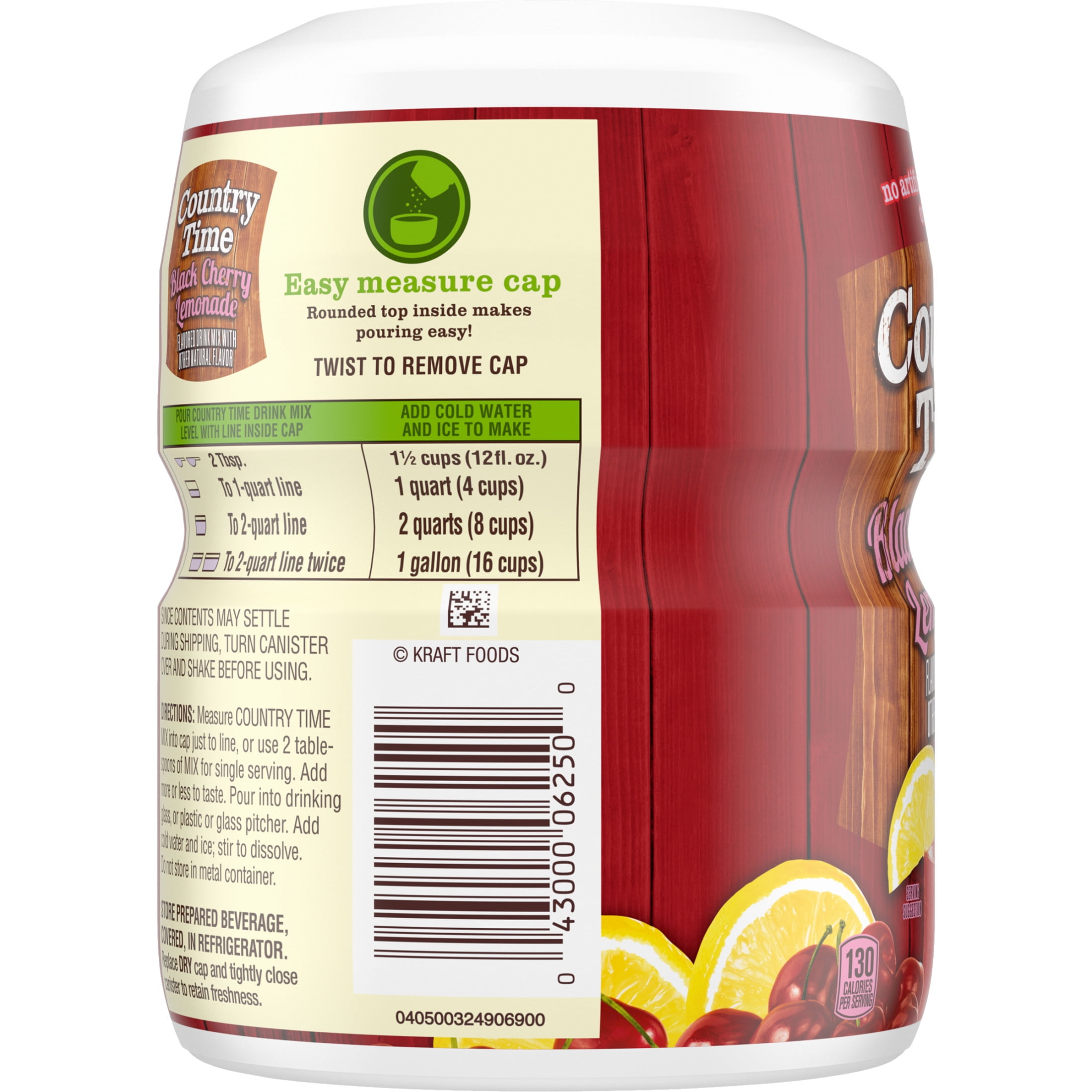 Country Time Black Cherry Lemonade Naturally Flavored Powdered Drink Mix, 18.3 oz Canister