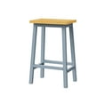 thumbnail image 7 of Set of Two 25.6 Inch Tall Solid Wood Bar Stools with Footrests, Grey Blue Finish, for Kitchen Island or Dining Room Seating, 7 of 7