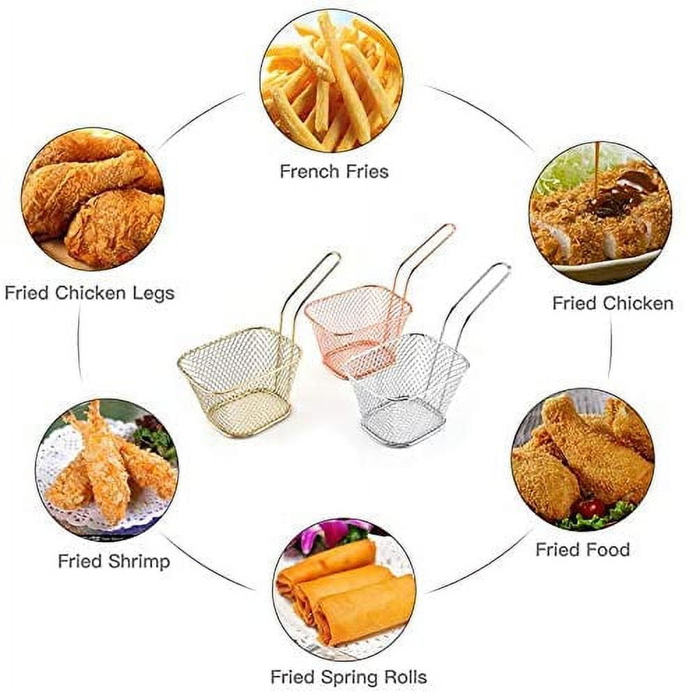 ROBOT-GXG Frying Basket - Fry Strainer - Stainless Steel Square Mesh French  Fry Basket Holder Mini Mesh Wire French Fry Chips Baskets Net Strainer  Serving Food Presentation Kitchen Cooking Tools 