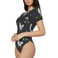 thumbnail image 2 of Daiia Cartoon Rooster print Women's Crew Neck Short Sleeve Bodysuit Fashion Tops Fit Casual Basic Extender Bodysuit-Small, 2 of 9
