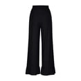 thumbnail image 4 of cocolona Womens Wide Leg Pants Elastic High Waist Ruffle Flowy Pants Baggy Sweatpants Solid Color Lounge Trousers with Pockets, 4 of 7