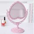 thumbnail image 3 of 1 Pack Simple and Lovely Heart-Shaped Cosmetic Mirror Plastic Double-Sided Rotatable Dresser Mirror Lightweight Mirror Bathroom Bedroom Mirror Four-Co, 3 of 4