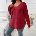 thumbnail image 6 of Endives Womens Sweater Casual Knit V Neck Solid Color Tops Lightweight Long Sleeve Tops Womens Plus XL-5XL, 6 of 6