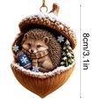 thumbnail image 3 of Rustic Woodland Christmas Ornament, 3.15 Inch Resin Acorn Shell Animal Ornament, Hanging Decor for Tree Mantel Wreath Thanksgiving Centerpiece, Hedgehog with Winter Sock, 3 of 8
