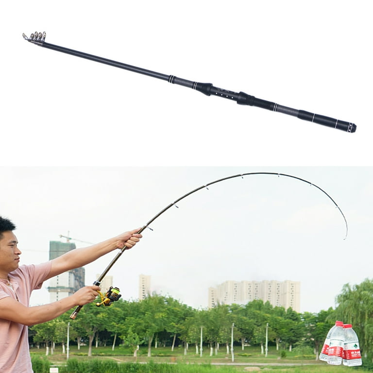 2 .7 Mono Fishing Line Portable Pole Rod Short Sea, Size: 4, Black