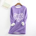thumbnail image 1 of Jsaierl T-Shirts Cancer du Sein pour Femmes Ruban Cœur T-Shirts Graphiques Grande Taille Blouses Col Rond Doublure en Polaire Douce Chandail Raglan Manches Longues Hauts Thermiques, 1 of 4