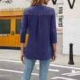 thumbnail image 4 of 3/4 Sleeve Tee Shirts for Women Notch V Neck Top Solid Color Dressy Casual Blouses Pullover T Shirt Tops Tunic Cheap Sale Items, 4 of 8