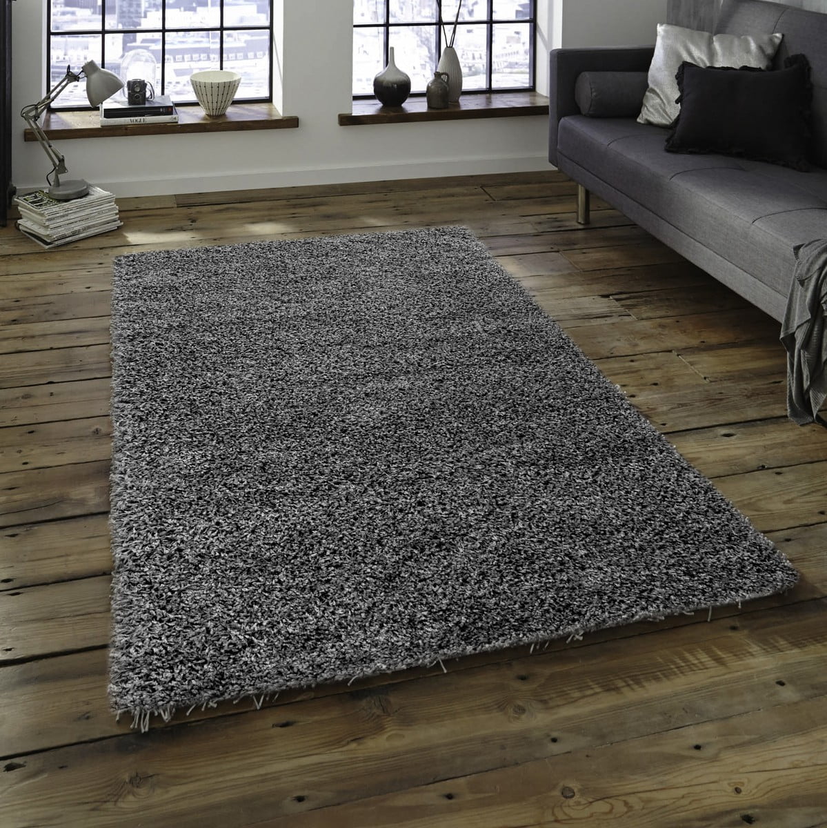 Sultansville, Dark Gray Shaggy Area Rug, Deep Pile, Colorville Shag