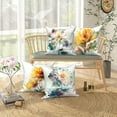 thumbnail image 3 of Vintage Floral Linen Throw Pillow Case,Set of 4 16x16 Inch,Yellow Flower Cushion Cover for Sofa Couch Living Room Car, 3 of 5