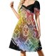 thumbnail image 1 of D20 Dice: Acuarela Arco Iris Vestido corto manga vestido de mujer vestidos de algodón auténtico, 1 of 7