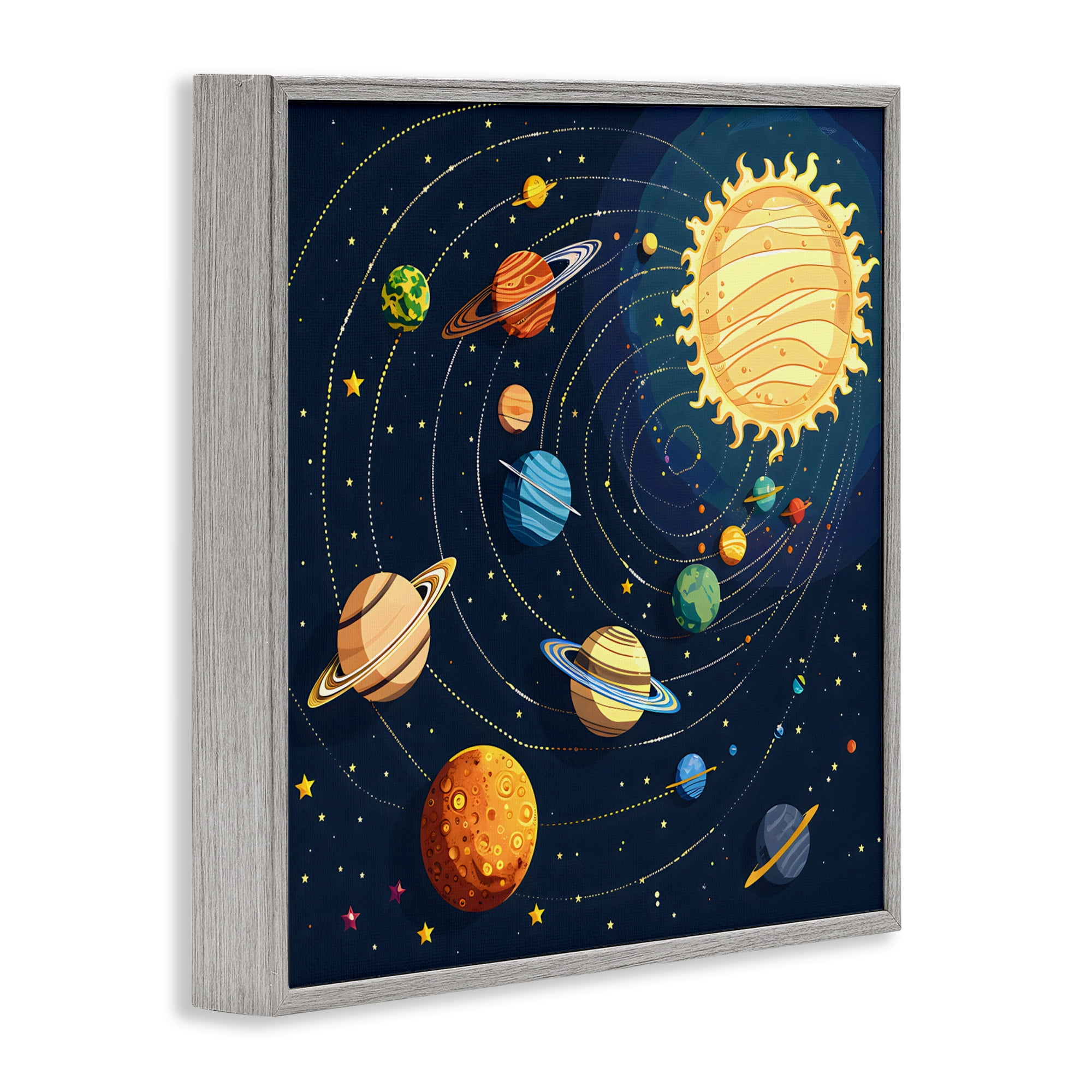 Stupell Industries Planets Around The Sun Gray Framed Giclee Art, design by Creative Studio