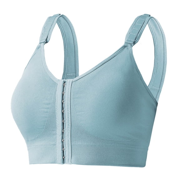 Hxshgdsn Front Closure Sports Bras for Women High Impact Back Support Workout Bra Breathable Shapewear(Blue/L)
