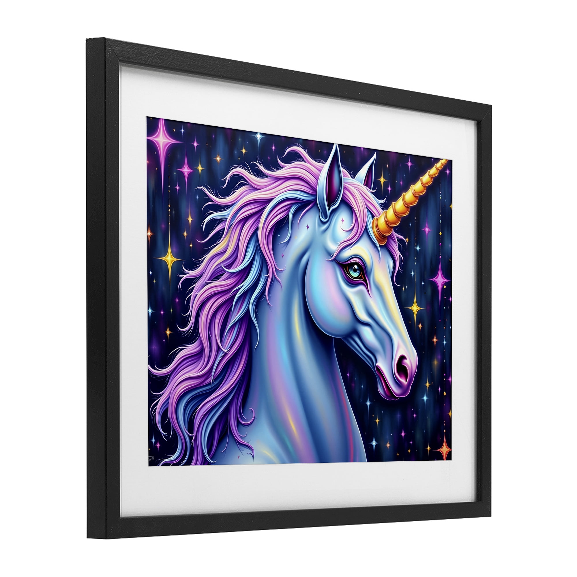 Stupell Industries Star Dancer Unicorn Black Framed Print Under Glass, design by Tabz Jones