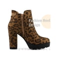 thumbnail image 3 of Unique Bargains Women's Platform Chunky High Heels Chelsea Boots Leopard (Size 7.5), 3 of 5