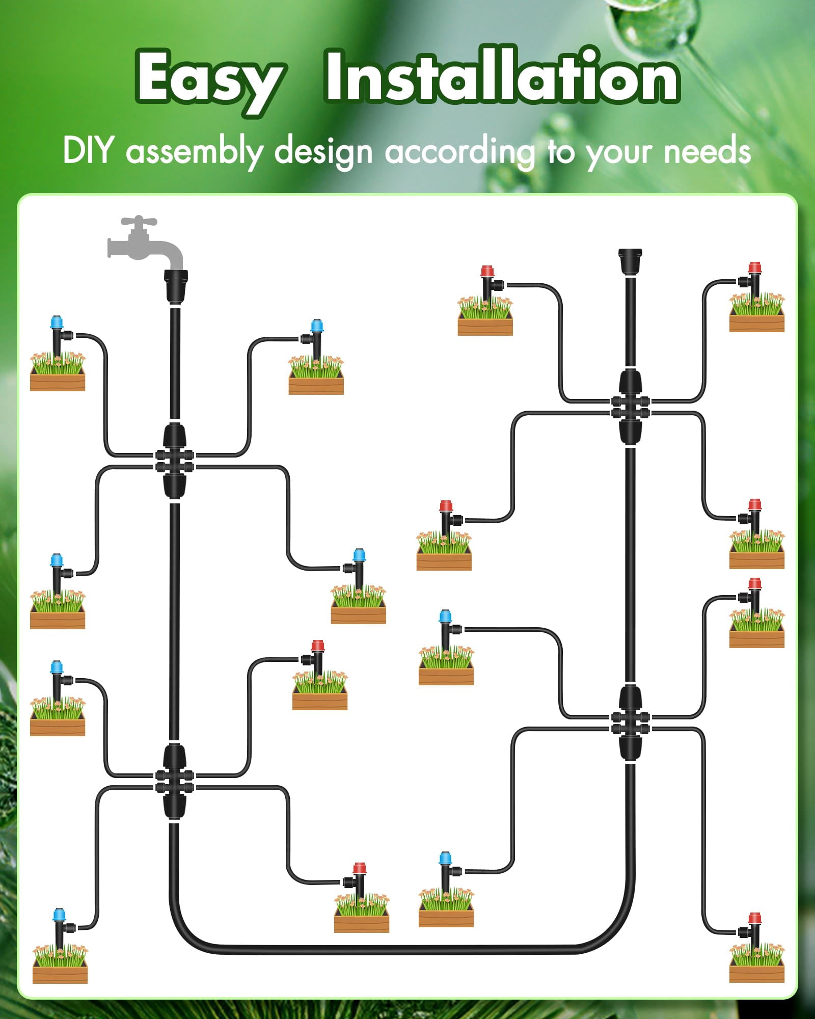 240FT Drip Irrigation System Kits - Automatic Garden Watering Sprinkler Patio Misting Plant Irrigation Water Equipment