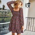 thumbnail image 4 of Vestidos Para Mujer Vestido Floral Estampado Casual Cuello Cuadrado Moda Manga Larga Odeerbi  ODB185459, 4 of 7
