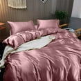 thumbnail image 3 of Cloud Fino 4 Piece Silk Satin Bedding Set, Queen, Dusty Pink, 3 of 6