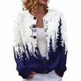 thumbnail image 2 of Chandails d'Hiver Grande Taille pour Femmes Mode Décontractée Imprimé de Noël Cardigan Veste Bleu Foncé m, 2 of 7