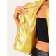 thumbnail image 5 of INSPIRE CHIC Chaleco sin mangas de mujer con cuello alto y cremallera de metal brillante S Oro, 5 of 5