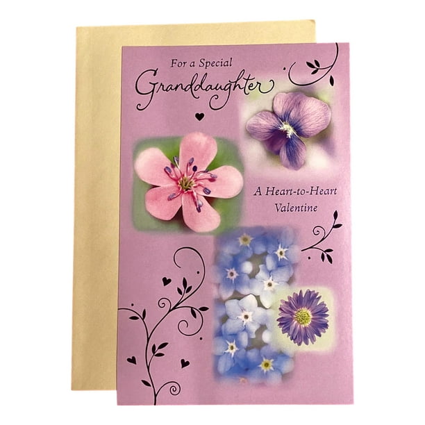 Valentine S Day Greeting Card For Grand Daughter For A Special Granddaughter A Heart To Heart Valentine Metallic Lettering Flowers Walmart Com Walmart Com