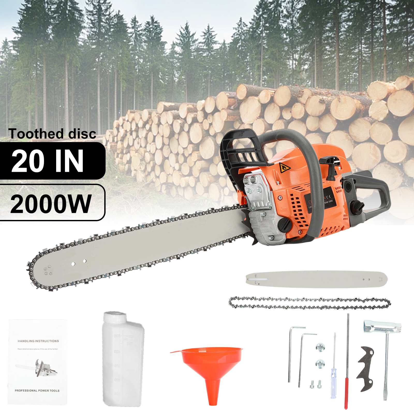Wharick 58CC Gas Powered Chain Saw, 2 Stroke 20-Inch Gasoline-Chainsaw for Tree Wood Cutting Outdoor Garden Trimming