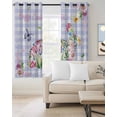 thumbnail image 2 of Easter Bunny Kitchen Curtains Spring Flower Daisy Tulips Purple Plaid Cafe Short Curtains for Bathroom Blackout Window Curtain Grommet Small Window Treatment Drapes for Bedroom Living Room 42"x45"x2, 2 of 9