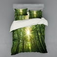 thumbnail image 2 of Ambesonne Forest Bedding Set 3 Pcs, Summer Trees Upward View, Twin, Fern Green and Yellow, 2 of 3