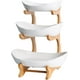 thumbnail image 1 of Cesta de frutas de 3 niveles para cocina Frutero de cerámica con soporte de madera de bambú para mostrador de cocina, bandeja de servicio desmontable, juego de fruteros para cocina Par, 1 of 5