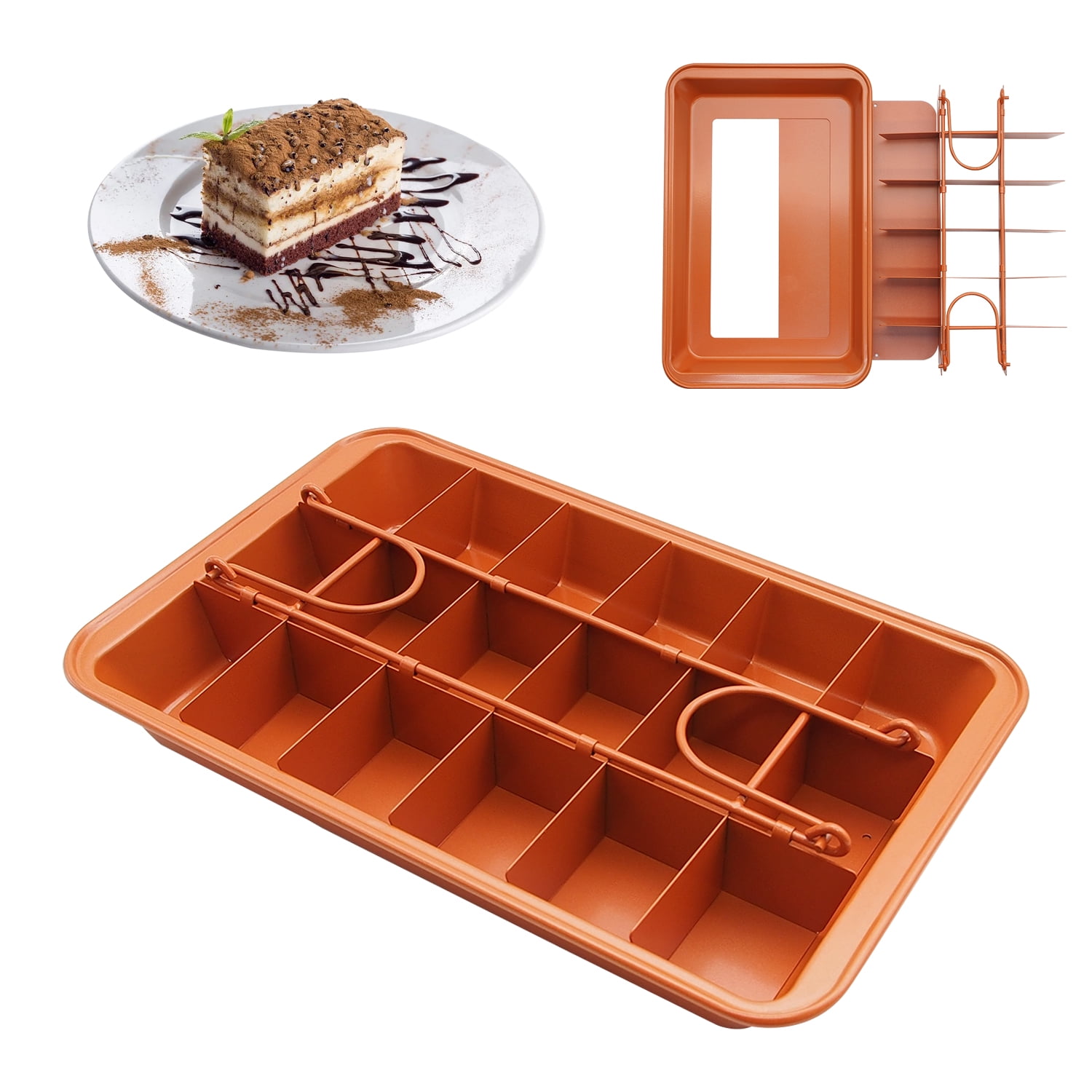 Brownie Pan with Dividers Non-stick Divided Brownie Pan with Removable  Loose Bottom Baking Mold Pastry Baking Tool for Birthday Cake Party Dessert  Restaurant Kitchen Gadgets Dishwasher 