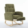 thumbnail image 3 of LiviNest Rocking Chair: Green Teddy Velvet Recliner with Footrest & Storage Pocket - Modern Reading Armchair for Urban Book Lovers & Small Apartments, 3 of 5