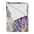 thumbnail image 2 of Rustic Soft Flannel Fleece Throw Blanket, Lilac Flowers Bouquet on Wood Table Spring Nature Romance Love Theme, Cozy Plush for Indoor and Outdoor Use, 60" x 80", Lilac Violet Dark Taupe, by Ambesonne, 2 of 5